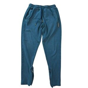 YoungLA 208 Perfect Joggers Mens Large Teal Blue Wash Ankle Zip Tapered